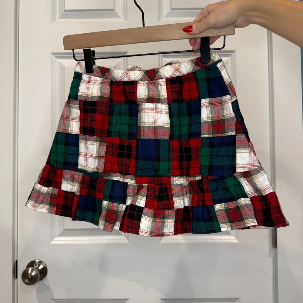 Gymboree Girls Patchwork Plaid Skort Red Green Holiday Size 10